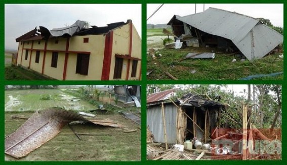 Storm caused massive losses at Khowai's Manipuri Basti : 25 houses, School Buildings damaged, 12 injured